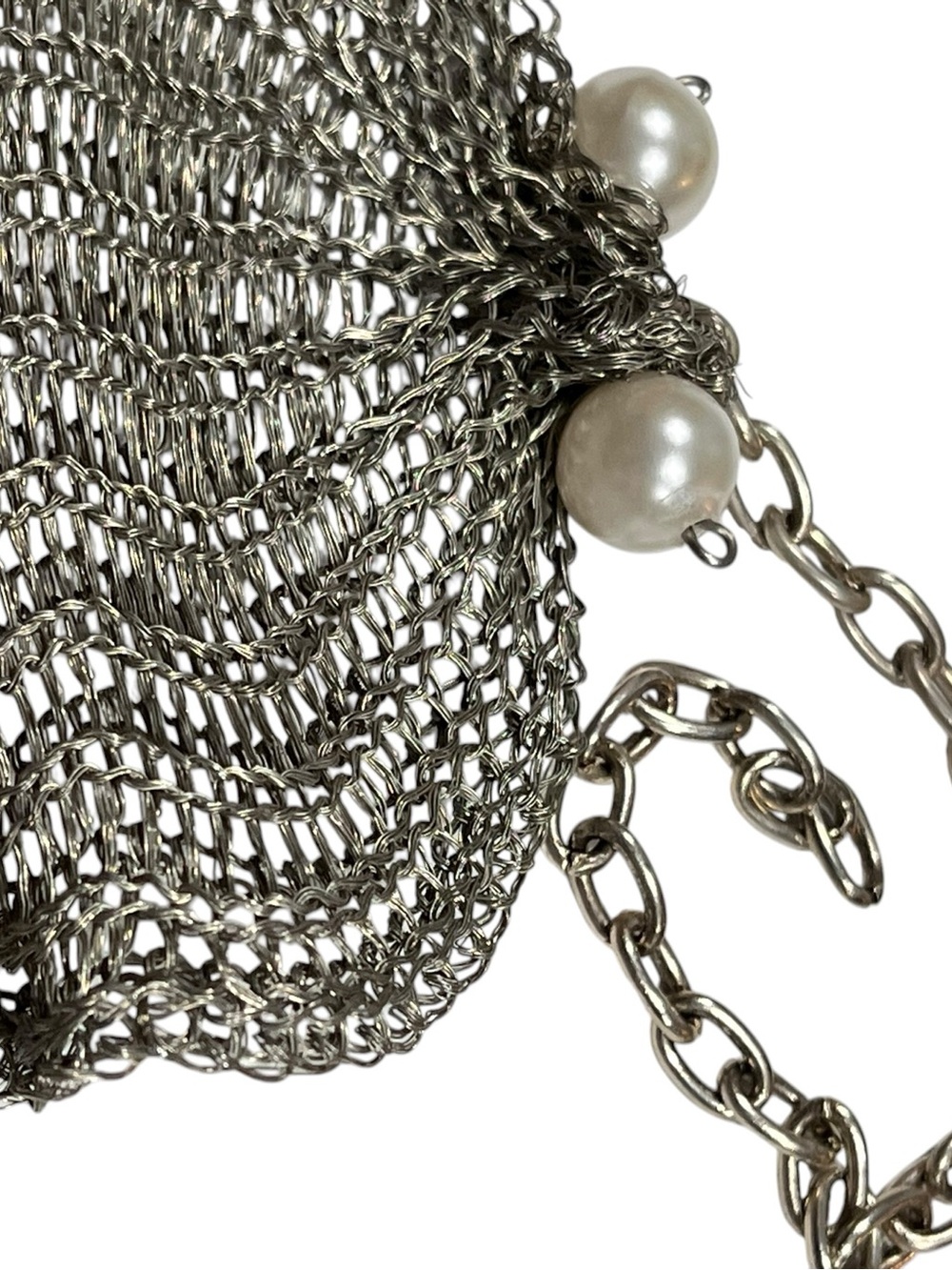 Metal Mesh Chainmail Bracelet Cuff Silver Tone Ruffle Sculptural Goth Cosplay - Picture 8 of 10